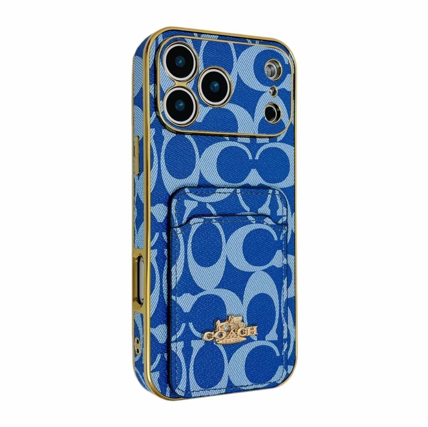 Electroplated Coach Card Holder Phone Case for iPhone 13-17 Pro Max