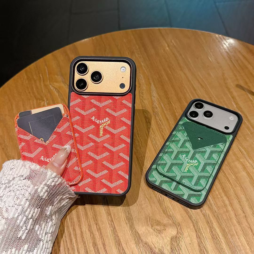 Goyard Magnet Card Holder Phone Case For iPhone 13-17 Pro Max