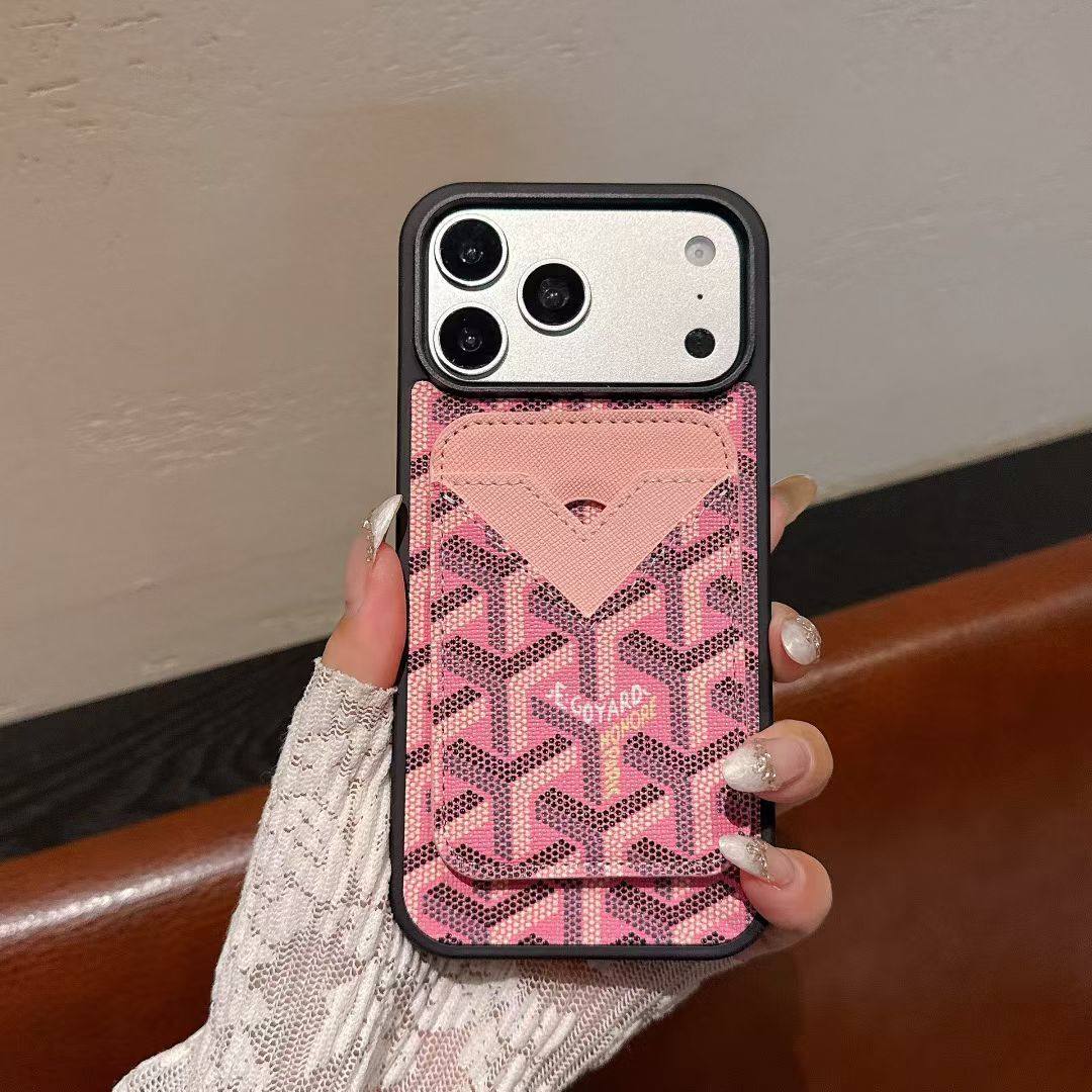 Goyard Magnet Card Holder Phone Case For iPhone 13-17 Pro Max