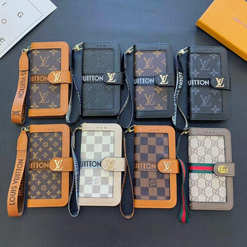 Synthetic Leather Wallet Case With Card Slots & Wrist Strap For iPhone 12-16 Pro Max
