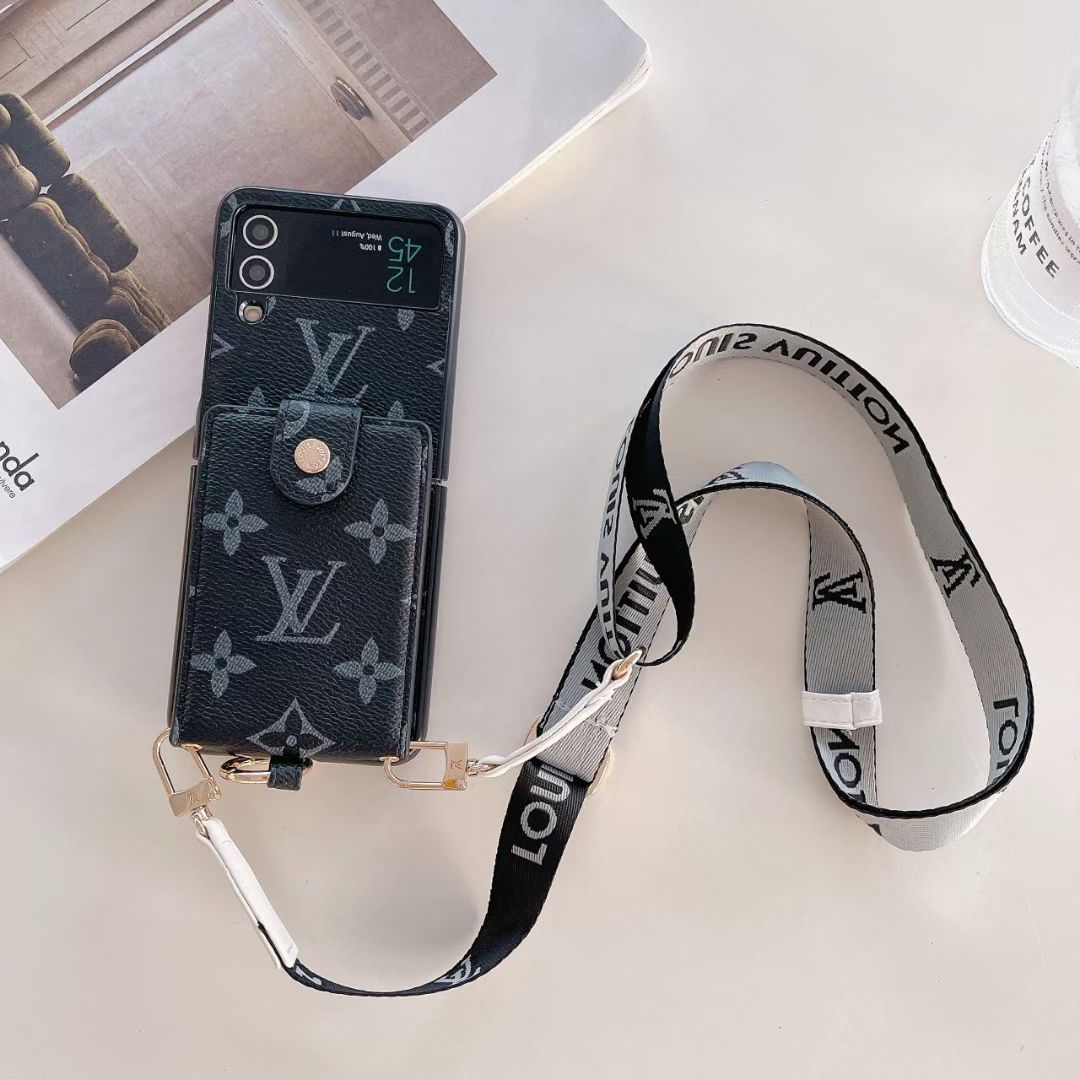 LV Phone Case With Card Slot Ring Holder Strap For Z Flip 3-7