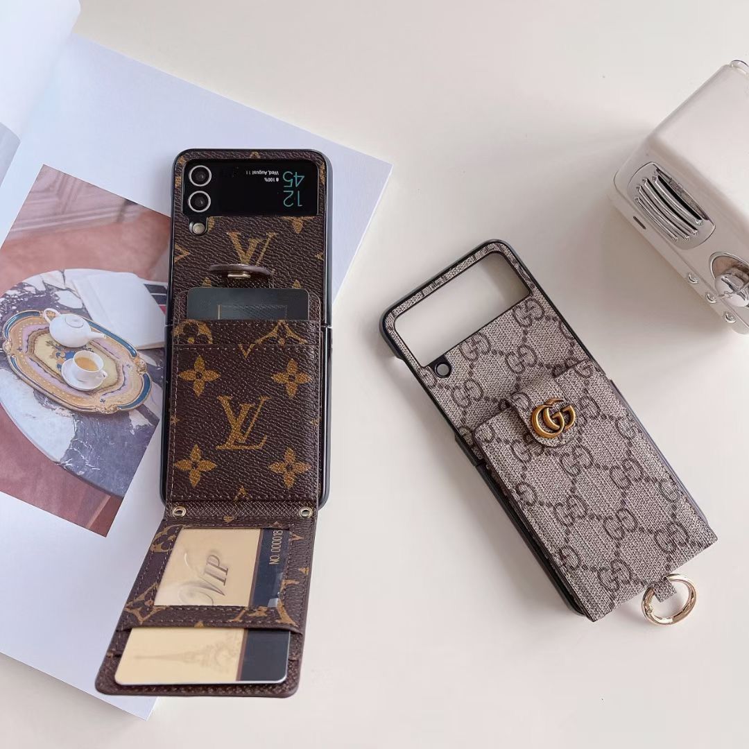 LV Phone Case With Card Slot Ring Holder Strap For Z Flip 3-7