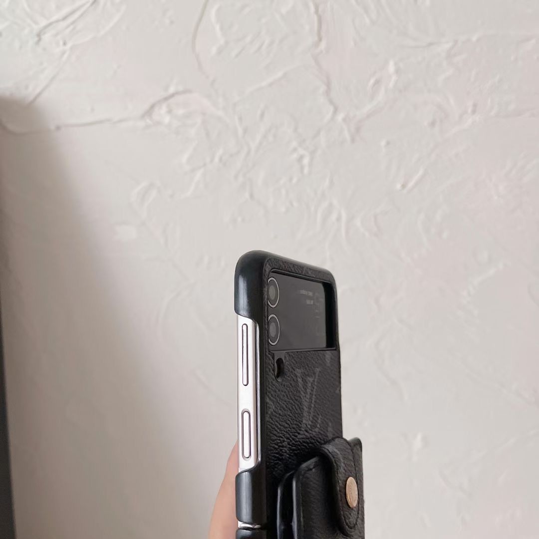 LV Phone Case With Card Slot Ring Holder Strap For Z Flip 3-7