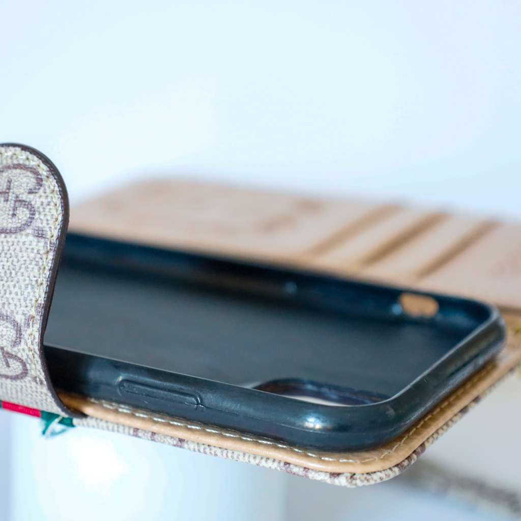 Beige Leather Wallet Case For iPhone 11-16 Pro Max