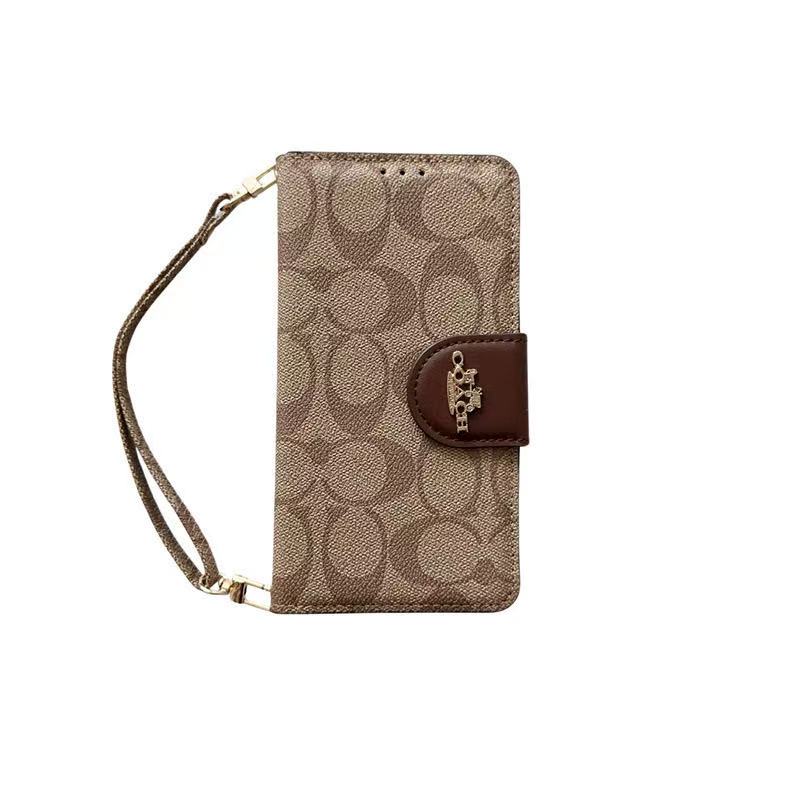 Coach Phone Case Wallet Style with Hand Strap for iPhone 12-17 Pro Max