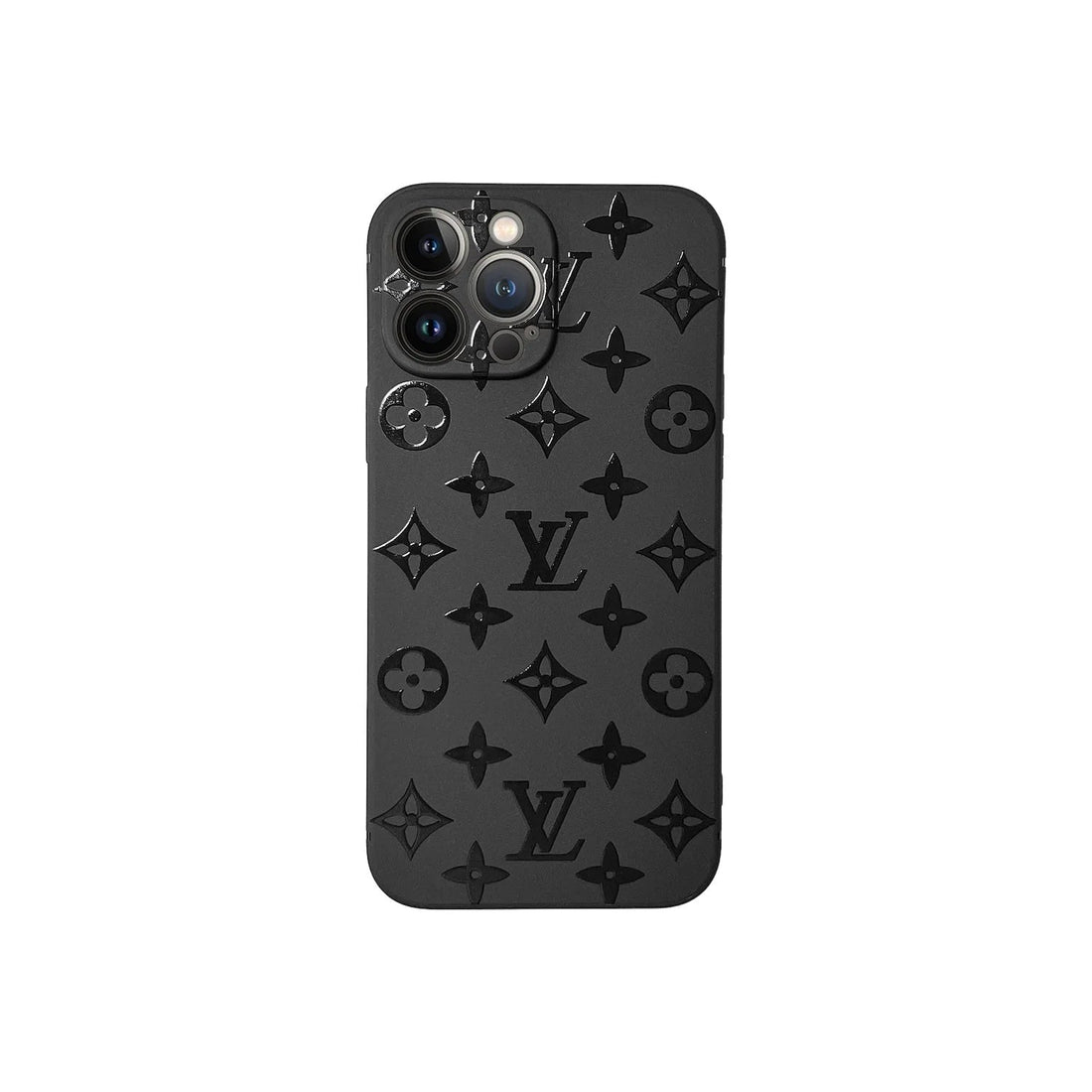 Black Monogram Leather Case For iPhone 14-17 Pro Max